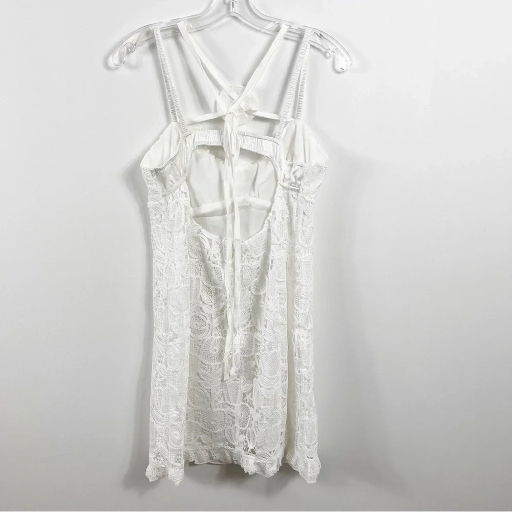 For Love And Lemons Harriet Lace Mini Dress NWT Crisp White - Picture 7 of 9